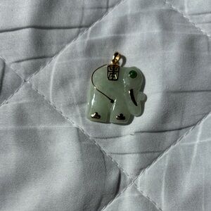 Jade Elephant Pendant with 14k Gold Accents